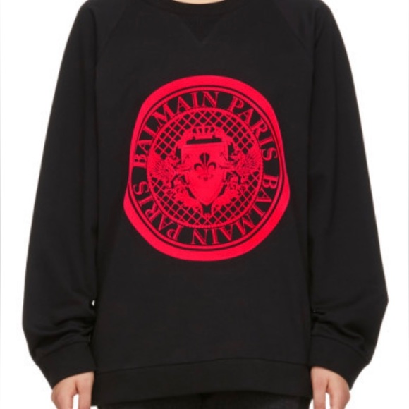 Balmain Black and Red/Pink Coin Logo Sweatshirt - Picture 1 of 10